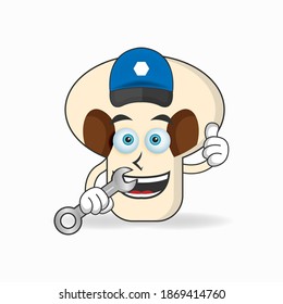The mushrooms mascot character becomes a mechanic. vector illustration