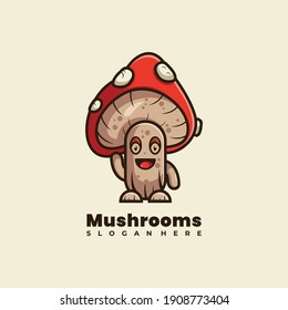 mushrooms mascot logo design vector illustration