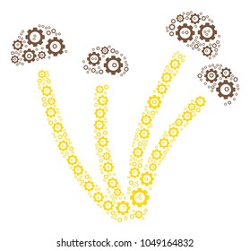 Mushrooms mosaic of gears. Vector gear items are combined into mushrooms mosaic.