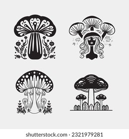mushrooms and mushroom vector illustration design 