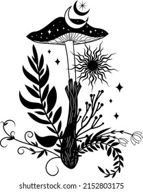 Mushrooms, Mystic mushrooms. Logo. Vector illustration.