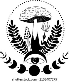 Mushrooms Mystical Mushrooms Poster Vector Illustration Stock Vector ...