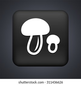 Mushrooms on Black Square Button