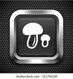 Mushrooms on Black Square Button