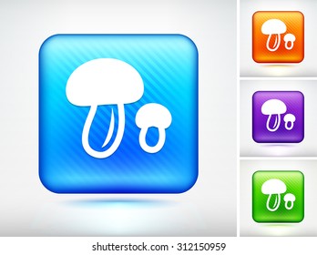 Mushrooms on Blue Square Button