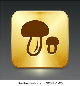 Mushrooms on Gold Square Button