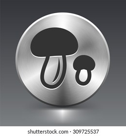 Mushrooms on Silver Round Button