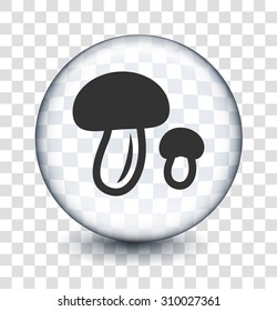Mushrooms on Transparent Round Button