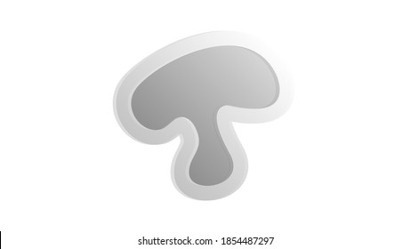 mushrooms on a white background, vector illustration. a piece of champignon in a cut. mushrooms with a white-gray cap. mushrooms with a volumetric contour. blank for pizza.