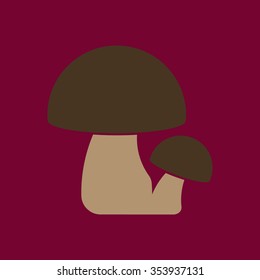Mushrooms on white icon vector illustration. Flat design style