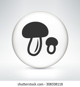 Mushrooms on White Round Button