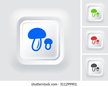 Mushrooms on White Square Button