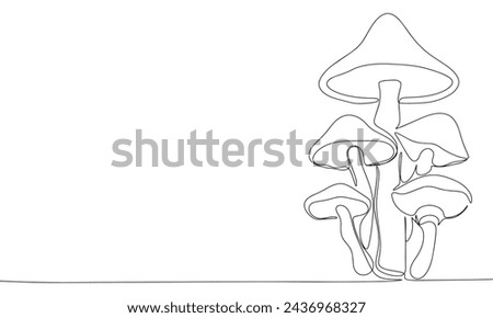 Mushrooms one line continuous. Line art Mushrooms isolated on transparent background. Hand drawn vector art.