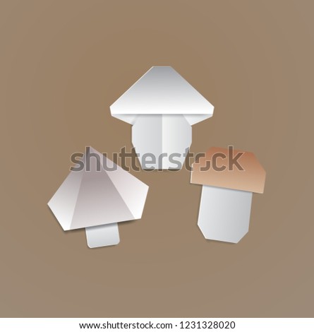 Mushrooms origami ,vector illustration paper art style.