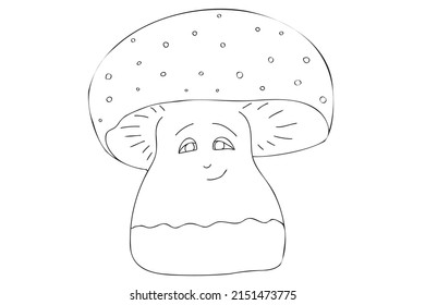 Mushrooms are painted in black and white, have a kind face, you can use them when printing postcards, clothes ․