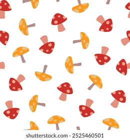 mushrooms pattern background. flat illustration mushroom pattern background. mushroom food background.	