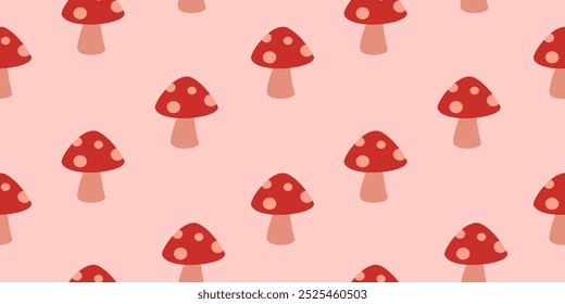 mushrooms pattern background. flat illustration mushroom pattern background. mushroom food background.	