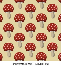 Mushrooms Pattern Background. Social Media Post. Vector Illustration.