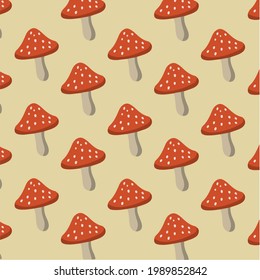 Mushrooms Pattern Background. Social Media Post. Vector Illustration.