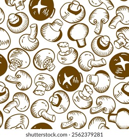 mushrooms pattern background. vintage mushroom pattern background. mushroom doodle pattern background.