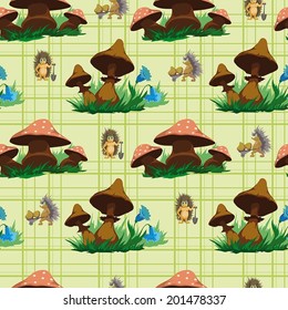 Mushrooms pattern in the grass