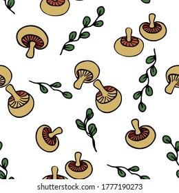 Mushrooms pattern. Multi-colored mushrooms. Vector. Illustration