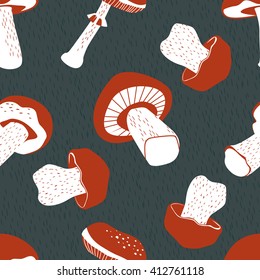 Mushrooms pattern, vector illustration