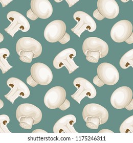 Mushrooms pattern. Vector illustration of vegetables in a flat style.