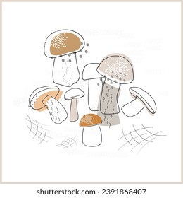Mushrooms. Pattern.Image on white and colored background.Vector.