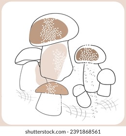 Mushrooms. Pattern.Image on white and colored background.Vector.