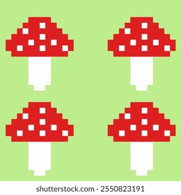 cogumelos em pixel art padrão
