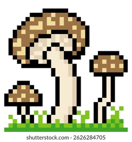 Mushrooms in pixel art style