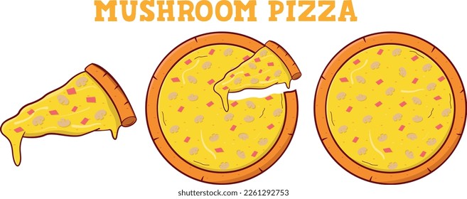 Mushrooms Pizza, vector flat illustration	