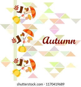 mushrooms pumpkin fallen leaves umbrella rubber boots autumnal vector background