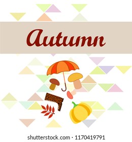 mushrooms pumpkin fallen leaves umbrella rubber boots autumnal vector background