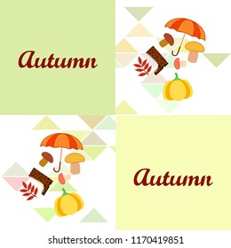 mushrooms pumpkin fallen leaves umbrella rubber boots autumnal vector background