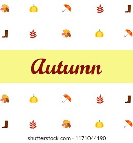 mushrooms pumpkin fallen leaves umbrella rubber boots autumnal vector background