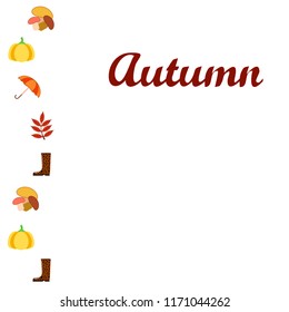 mushrooms pumpkin fallen leaves umbrella rubber boots autumnal vector background