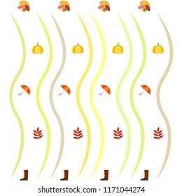 mushrooms pumpkin fallen leaves umbrella rubber boots autumnal vector background
