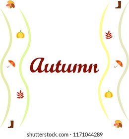 mushrooms pumpkin fallen leaves umbrella rubber boots autumnal vector background