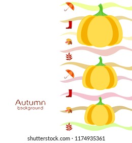 mushrooms pumpkin fallen leaves umbrella rubber boots autumnal vector background
