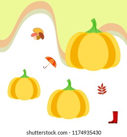 mushrooms pumpkin fallen leaves umbrella rubber boots autumnal vector background