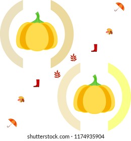 mushrooms pumpkin fallen leaves umbrella rubber boots autumnal vector background