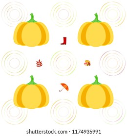 mushrooms pumpkin fallen leaves umbrella rubber boots autumnal vector background