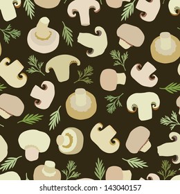 Mushrooms seamless background