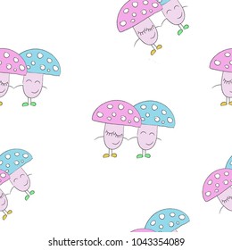 Mushrooms seamless pattern