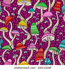 Mushrooms seamless pattern