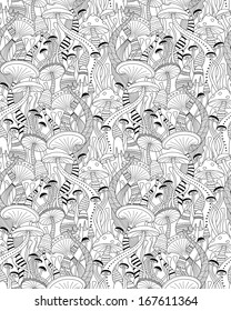 Mushrooms seamless pattern