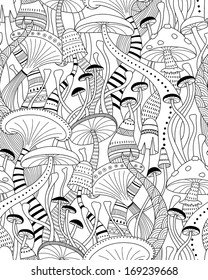 Mushrooms seamless pattern