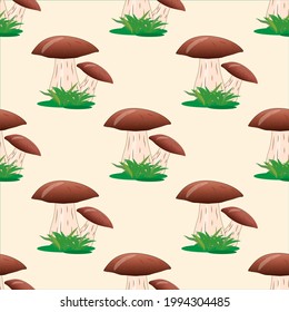 Mushrooms seamless pattern,  background vector illustration